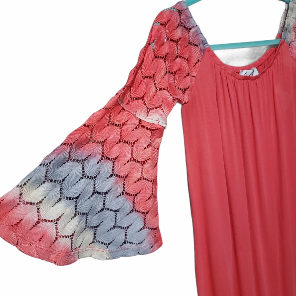 VaVa by Joy Han Size S Coral Bell Sleeve Mini Dress/Tunic